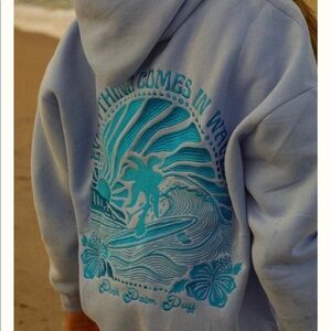 Pink Palm Puff “everything comes in waves” hoodie